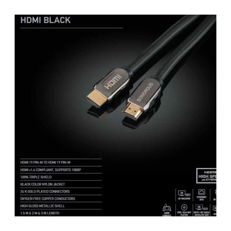 BLACK 3.0 - Cable HDMI-HDM v1.4 3,0 mts