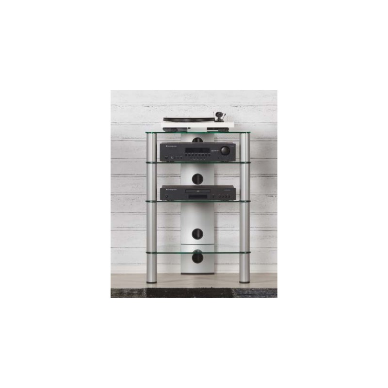 RoesselCodina Product: Sonorous - RX5040-TG - Mueble Hifi de 4 estantes.  Con ruedas. Vidrio transparente/Chasis gris.